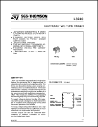 L3240B1 datasheet: ELETRONIC TWO-TONE RINGER L3240B1