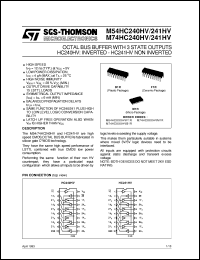 M74HC240HV datasheet: OCTAL BUS BUFFER WITH 3 STATE OUTPUTS HC240HV INVERTED , HC241HV NON INVERTED M74HC240HV