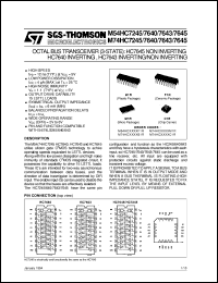 M74HC7245 datasheet: OCTAL BUS TRANSCEIVER (3-STATE) HC7640 INVERTING , HC7643 INVERTING/NON INVERTING M74HC7245