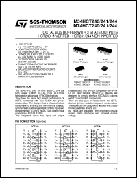 M74HCT244 datasheet: OCTAL BUS BUFFER WITH 3 STATE OUTPUTS HCT240 INVERTED , HCT241/244 NON INVERTED M74HCT244