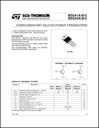 BD241C datasheet: COMPLEMENTARY SILICON POWER TRANSISTORS BD241C