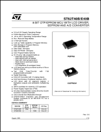 ST6240B datasheet: 8-BIT MICROCONTROLLER ( MCU ) WITH OTP, ROM, FASTROM, EPROM, LCD DRIVER, EEPROM, A/D CONVERTER AND 80 PINS ST6240B