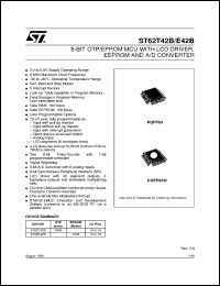 ST6242B datasheet: 8-BIT MICROCONTROLLER ( MCU ) WITH OTP, ROM, FASTROM, EPROM, LCD DRIVER, EEPROM, A/D CONVERTER AND 64 PINS ST6242B