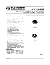 ST6245B datasheet: 8-BIT MICROCONTROLLER ( MCU ) WITH OTP, ROM, FASTROM, EPROM, LCD DRIVER, EEPROM, A/D CONVERTER AND 52 PINS ST6245B
