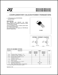 BD244B datasheet: COMPLEMENTARY SILICON POWER TRANSISTORS BD244B