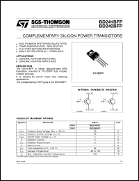 BD241BFP datasheet: COMPLEMENTARY SILICON POWER TRANSISTORS BD241BFP