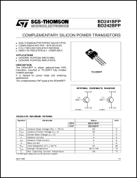 BD242BFP datasheet: COMPLEMENTARY SILICON POWER TRANSISTORS BD242BFP
