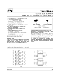 74VHCT240A datasheet: OCTAL BUS BUFFER WITH 3 STATE OUTPUTS (INVERTED) 74VHCT240A