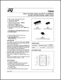 TS925ID datasheet: RAIL TO RAIL HIGH OUTPUT CURRENT QUAD OPERATIONAL AMPLIFIER TS925ID