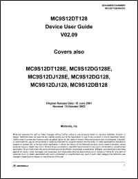 MC9S12DG128EVPV datasheet: 16-bit microcontroller, 128K bytes of flash EEPROM, 8K bytes of RAM, 2K bytes of EEPROM MC9S12DG128EVPV
