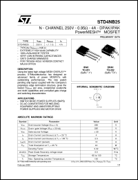 STD4NB25 datasheet: N-CHANNEL 250V - 0.95 OHM - 4A - DPAK POWERMESH MOSFET STD4NB25