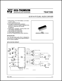 TDA7250 datasheet: 60W Hi-Fi DUAL AUDIO DRIVER TDA7250