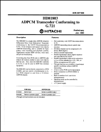 HD81803 datasheet: 5 V, single-chip ADPCM transcoder conforming HD81803