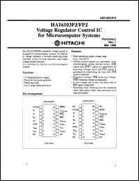 HA16103PJ datasheet: 40 V, voltage regulator control IC for microcomputer system HA16103PJ