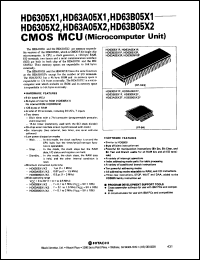 HD63A05X2P datasheet: 0.3-7 V, CMOS microcomputer unit HD63A05X2P