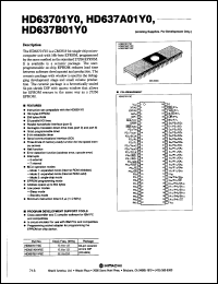 HD63701Y0C datasheet: 0.3-7 V, 1 MHz, CMOS microcomputer unit HD63701Y0C