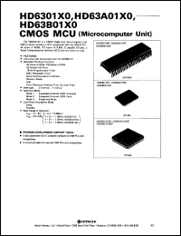 HD63A01X0P datasheet: 0.3-7 V, 1.5 MHz, CMOS microcomputer unit HD63A01X0P