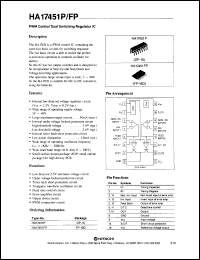 HA17451P datasheet: 2.5 V,  PWM control dual switching regulator IC HA17451P