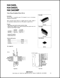 HA13403MP datasheet: 4.5-5.5 V, three-phase brushless motor driver HA13403MP