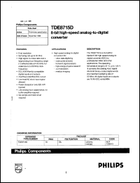 TDE8715D datasheet: 8-bit high-speed analog-to-digital converter TDE8715D