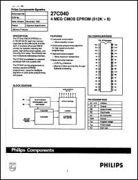 27C040-20FA datasheet: 7 V, 4 MEG CMOS EPROM (512x8) 27C040-20FA