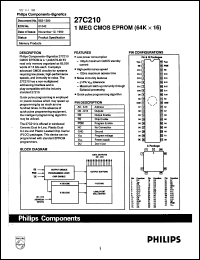 27C210I20A datasheet: 0.6-7 V, 1 MEG CMOS EPROM (64Kx16) 27C210I20A