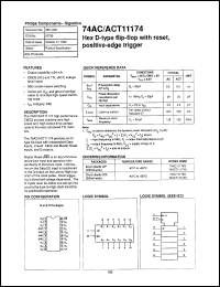 74ACT11174N datasheet: 5 V, hex D-type flip-flop with reset, positive-edge trigger 74ACT11174N