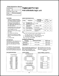 74ACT11181N datasheet: 5 V, 4-bit arithmetic logic unit 74ACT11181N