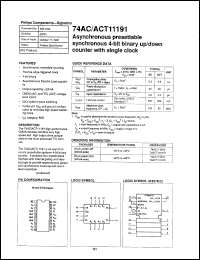 74ACT11191N datasheet: 5 V, asynchronous presettable synchronous 4-bit binary up/down counter with single clock 74ACT11191N