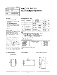 74AC11251N datasheet: 5 V, 8-input multiplexer (3-state) 74AC11251N
