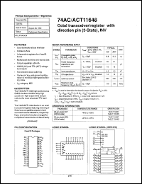 74AC11648N datasheet: 5 V, octal transceiver/register with direction pin (3-state), INV 74AC11648N