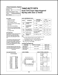 74AC11874D datasheet: 5 V, dual 4-bit D-type edge-trigger flip-flop with clear (3-state) 74AC11874D