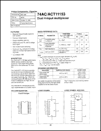 74AC11153D datasheet: 5 V, dual 4-input multiplexer 74AC11153D