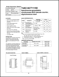 74AC11160D datasheet: 5 V, synchronous presettable synchronous BCD decade counter, asynchronous reset 74AC11160D