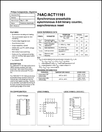 74AC11161N datasheet: 5 V, synchronous presettable synchronous 4-bit bunary counter, asynchronous reset 74AC11161N