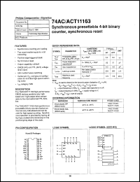 74AC11163N datasheet: 5 V, synchronous presettable synchronous 4-bit bunary counter, asynchronous reset 74AC11163N