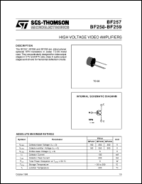 BF259 datasheet: HIGH VOLTAGE VIDEO AMPLIFIERS BF259