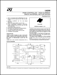 L6258 datasheet: PWM CONTROLLED - HIGH CURRENT DMOS UNIVERSAL MOTOR DRIVER L6258