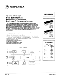 MC145428L datasheet: Data Set Interface asynchronous-to-synchronous, synchronous-to-asynchronous converter. MC145428L