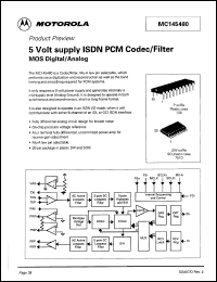 MC145480DW datasheet: 5 volt supply ISDN PCM codec/filter, MOS digital/analog. MC145480DW