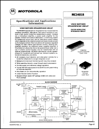 MC34018FN datasheet: Voice switched speakerphone circuit. MC34018FN