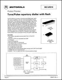 MC145516DW datasheet: Tone/pulse repertory dialler with flash. MC145516DW