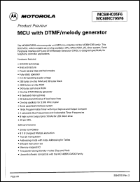 MC68HC705F6 datasheet: MCU with DTMF/melody generator. MC68HC705F6