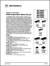 MC145505DW datasheet: PCM codec/filter mono-circuit. MC145505DW