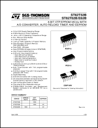 ST6252BB6 datasheet: 8-BIT MICROCONTROLLER ( MCU ) WITH OTP, ROM, FASTROM, EPROM, A/D CONVERTER, AUTO-RELOAD TIMER, EEPROM AND 16 PINS ST6252BB6