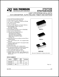 ST6252BM3 datasheet: 8-BIT MICROCONTROLLER ( MCU ) WITH OTP, ROM, FASTROM, EPROM, A/D CONVERTER, AUTO-RELOAD TIMER, EEPROM AND 16 PINS ST6252BM3