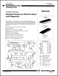 MC33195PDW datasheet: Standard quad low side pre-driver with diagnostic. MC33195PDW