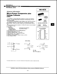 MC14578P datasheet: Micro-power comparator plus voltage follower. MC14578P