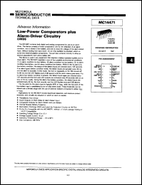 MC14471P datasheet: Low-power comparator plus alarm-driver circuitry. MC14471P