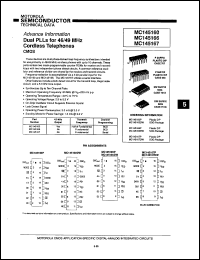 MC145160P datasheet: Dual PLLs for 46/49 MHz cordless telephones CMOS. MC145160P